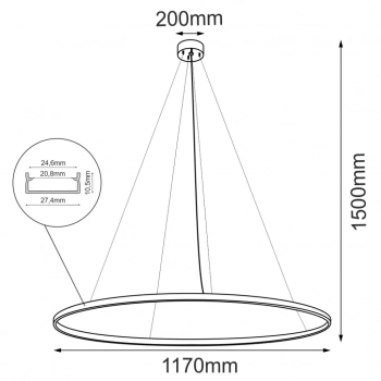 Agari 117 lampa wisząca czarna 117cm 3000K 5340