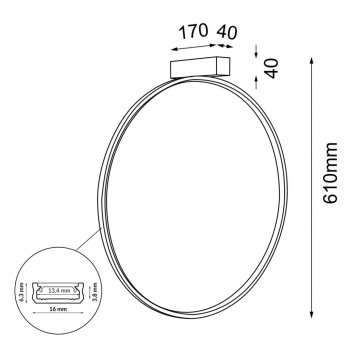 Agaro 57 kinkiet 61cm LED 17,8W 2173lm 3000K czarny 4300