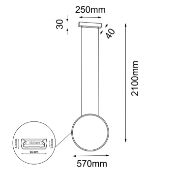 Agaro 57 lampa wisząca 57cm LED 17,8W 2328lm 4000K czarna 5302