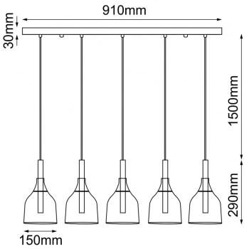 Botor 5 lampa wisząca 5xG9 czarna