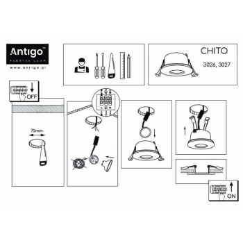 Chito lampa wpuszczana IP54 1xG10 czarna