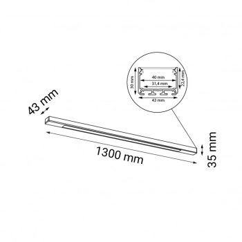 Hakoda lampa sufitowa czarny 130cm 4000K 8654