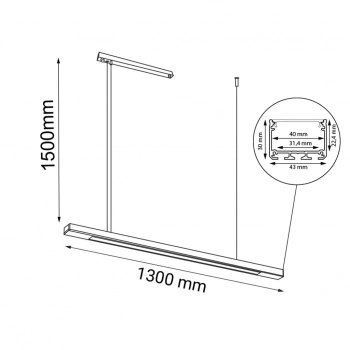 Hakoda lampa wisząca czarna 130cm 4000K 8656