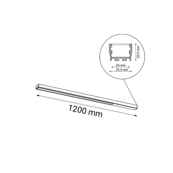 Hiate Line lampa sufitowa 120cm LED 18W 2198lm 3000K czarna 1808