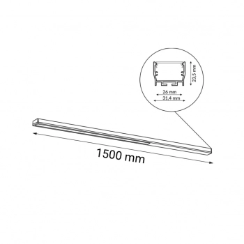 Hiate Line lampa sufitowa czarny 150cm 3000K 1812