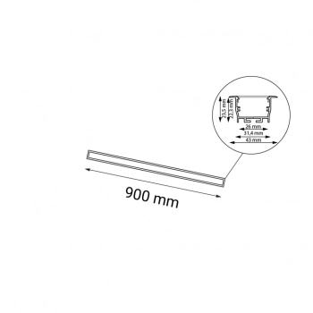 Hiate Line lampa wpuszczana 90cm LED 18W 2198lm 3000K czarna 1824