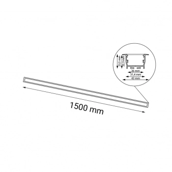 Hiate Line lampa wpuszczana czarna 150cm 3000K 1832