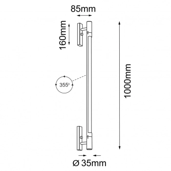 Ibara K2 kinkiet czarny 100cm 4005