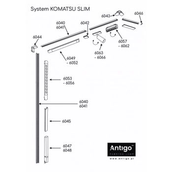 Komatsu slim 370mm spot 12W 960lm 3000K czarny