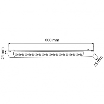 Komatsu slim dot 600mm spot 20W 1600lm 3000K czarny