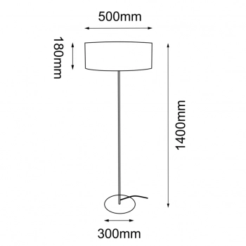 Lamego F Szeroka lampa podłogowa 140cm 1xE27 czarna 2016