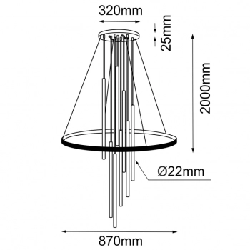 Luna lampa wisząca mosiądz mat-czarna 3000K 5215