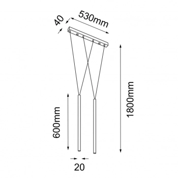 Miaki 2 lampa wisząca 60cm 2xG9 czarna 5165