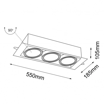 Muko 3 lampa wpuszczana 3xGU10 czarna 3314