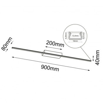 Slim W kinkiet LED 9W 1177lm 4000K czarny