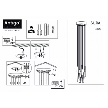 Sura 15 lampa wisząca 15xG9 czarna