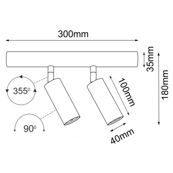 Mafra 2 lampa modułowa czarna 5107