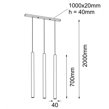 Yabu 3 lampa wisząca czarna 70cm 5527