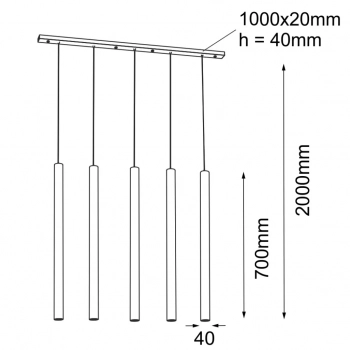 Yabu 5 lampa wisząca 70cm 5xGU10 MR11 czarna 5528