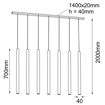 Yabu 7 lampa wisząca 70cm 7xGU10 MR11 czarna 5529