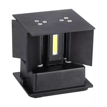 Kinkiet ścienny LED 11W 1360lm 3000Kgóra, dół regulowany czarny kwadrat IP65 VT-759-12