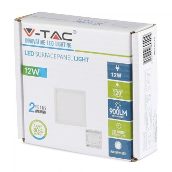 Panel natynkowy kwadratowy 140x140mm LED 12W 900lm 3000K biały VT-1205SQ
