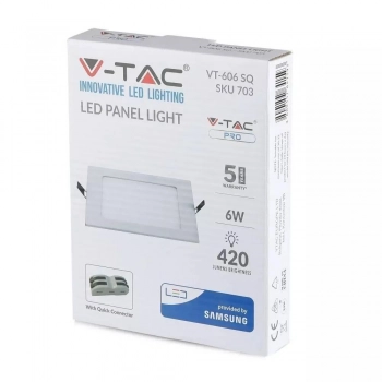Panel kwadratowy 120x120mm LED 6W 420lm 3000k biały VT-606