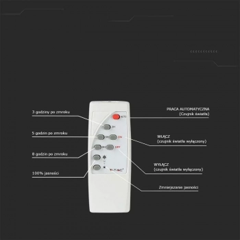 Naświetlacz solarny VT-200W LED 40W 3100lm 6400K pilot