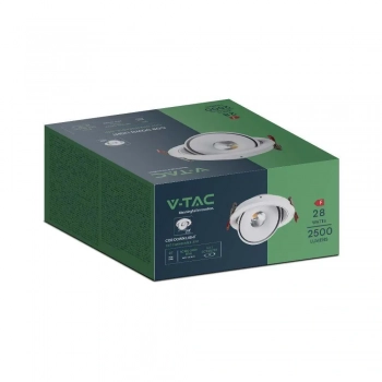 Oczko wbudowywane uchylne Ø200mm LED COB 30W 2500lm CCT CRI90+ białe VT-2532