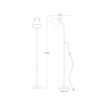 Apus lampa podłogowa 1xE27 003064-026039 biała, chrom