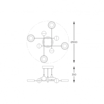 Lara lampa sufitowa LED 55W 6500lm 3000K 003064-026723 czarna, złota