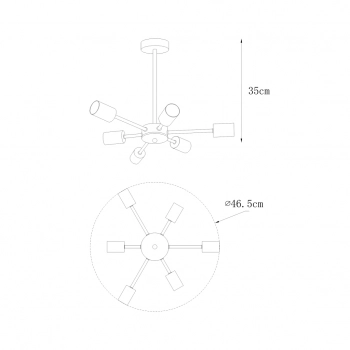 Mandi lampa sufitowa 6xE27 003064-025596 czarna, złota