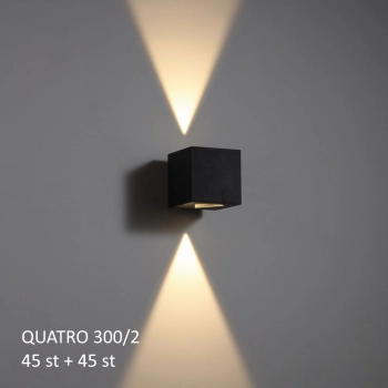 Quatro 300/4 IP65 kinkiet LED 2x3W 45°+45° czarny