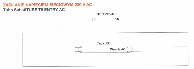 Ledvance podłączenie tuby LED T8 G13 AC