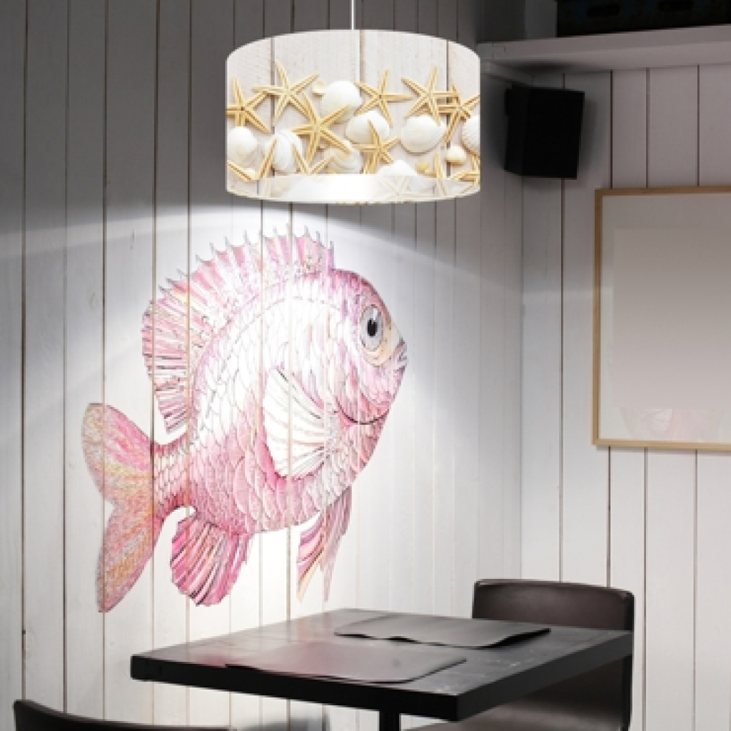 Lampa wisząca styl morski - Muszelki Ø30-60cm lampa wisząca E27 abażur z nadrukiem latexowym