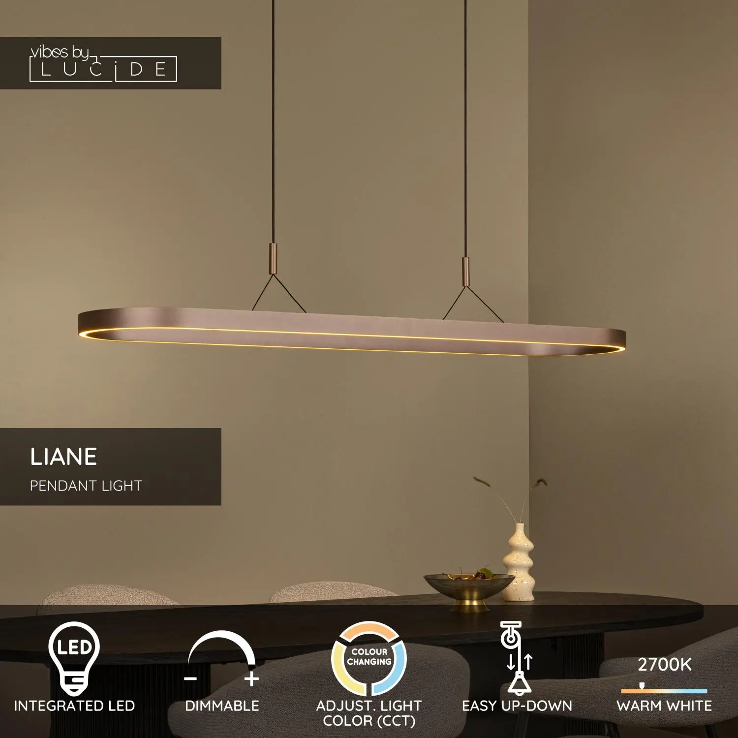 Liane lampa wisząca LED 40W 1800lm 2700-3300-4000K 