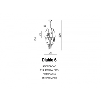 Diablo 3+3 lampa wisząca wisząca 12xE14 ecru AD 8074-3+3 + LED GRATIS
