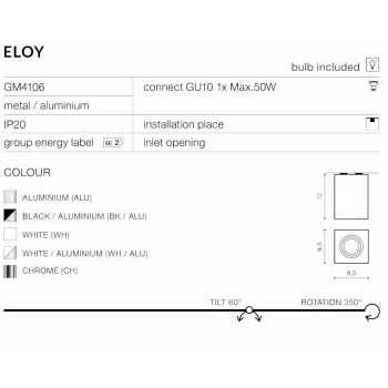 ELOY 1 Black Aluminium GM4106 BK/ALU + LED GRATIS