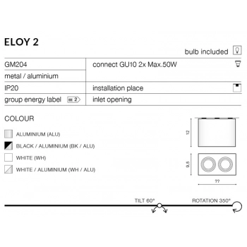 ELOY 2 black aluminium GM4204 BK/ALU + LED GRATIS