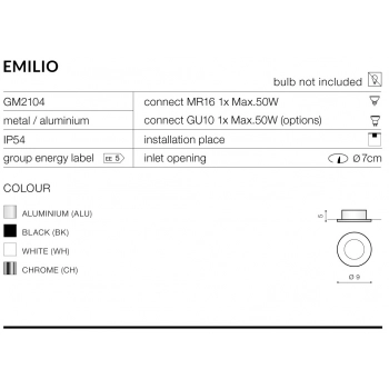 EMILIO WHITE IP54 GM2104 WH + LED GRATIS