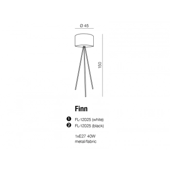 Finn podłogowa 1xE27 60W FL-12025 CH czarna + LED GRATIS