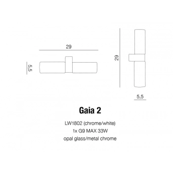 Gaia 2 kinkiet IP44 2xG9 33W LW1802 + LED GRATIS
