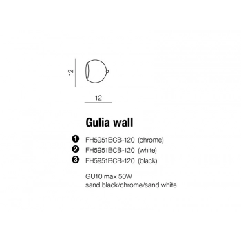 Gulia chrom kinkiet 1xGU10 50W FH5951BCB-120-1CH + LED GRATIS