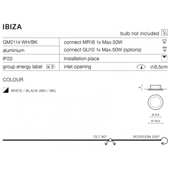 Ibiza biała GM2114 WH/BK + LED GRATIS