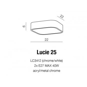 Lucie 25 plafon IP44 2xE27 LC3412 chrom + LED GRATIS