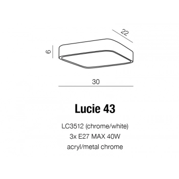 Lucie 43 plafon IP44 3xE27 LC3512 chrom + LED GRATIS