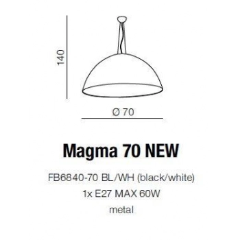Magma 70 lampa wisząca 3xE27 FB6840-70 czarna/biała + LED GRATIS