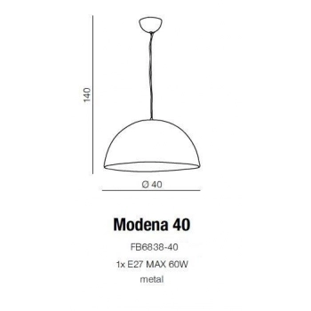 Modena 40 lampa wisząca E27 FB6838-40 biała/złota + LED GRATIS