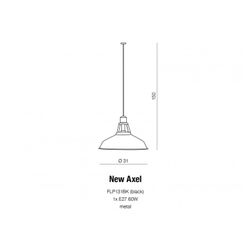 New Axel lampa wisząca 1xE27 60W FLP131BK + LED GRATIS