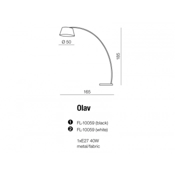 Olav  lampa podłogowa 1xE27 40W FL10059 BL + LED GRATIS